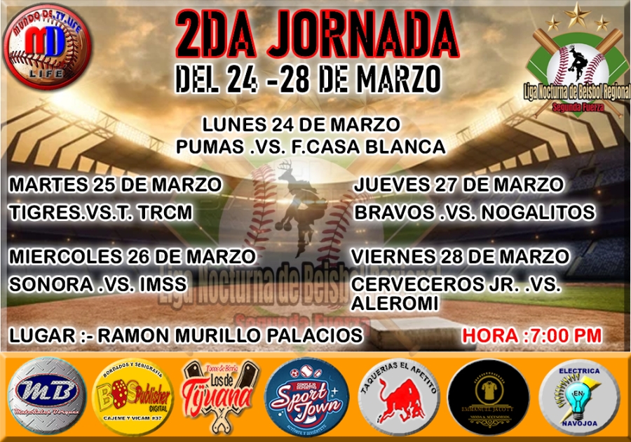 CONTINUAN LAS ACTIVIDADES EN LA Liga Nocturna de Béisbol Regional Segunda Fuerza
