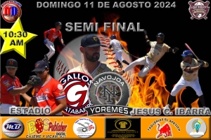 CONTINUAN LAS SERIES DE SEMIFINALES EN LA LIGA MAYOR DE BEISBOL DEL SUR DE SONORA.