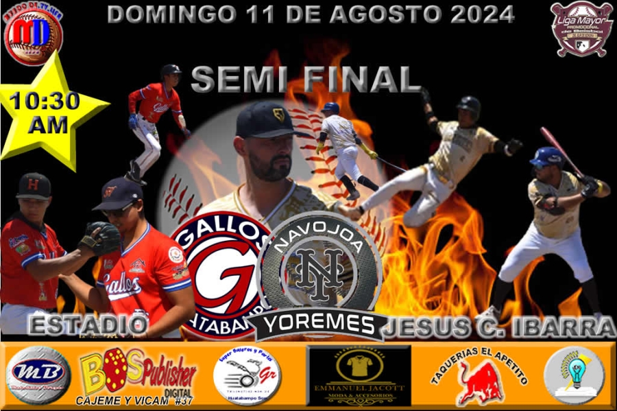 CONTINUAN LAS SERIES DE SEMIFINALES EN LA LIGA MAYOR DE BEISBOL DEL SUR DE SONORA.