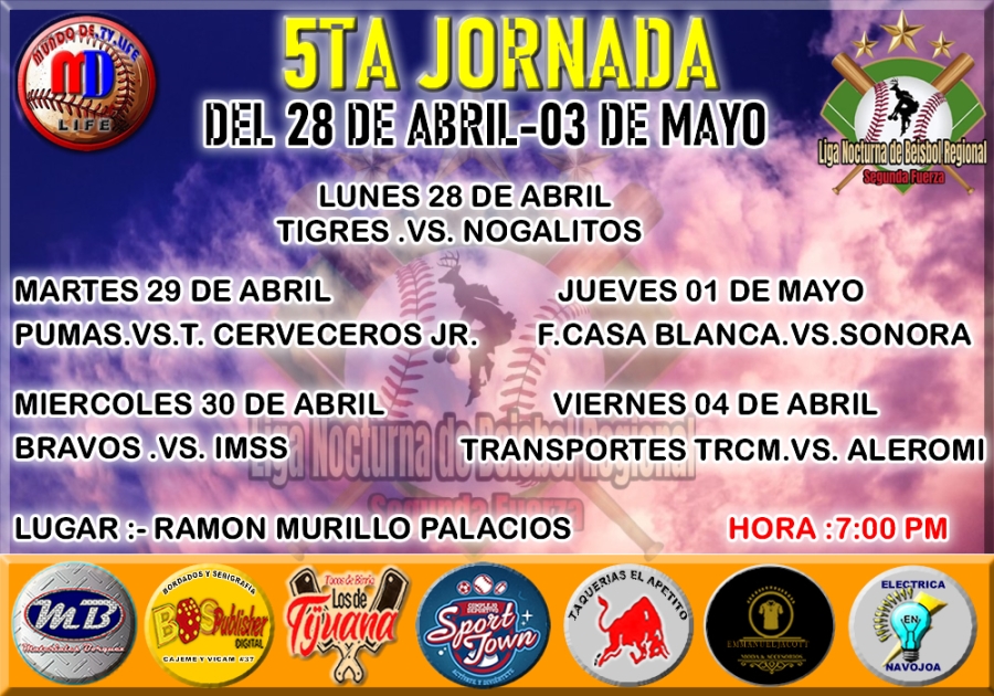 CONTINUAN LAS ACTIVIDADES EN EL Liga Nocturna de Béisbol Regional Segunda Fuerza EN NAVOJOA SONORA.