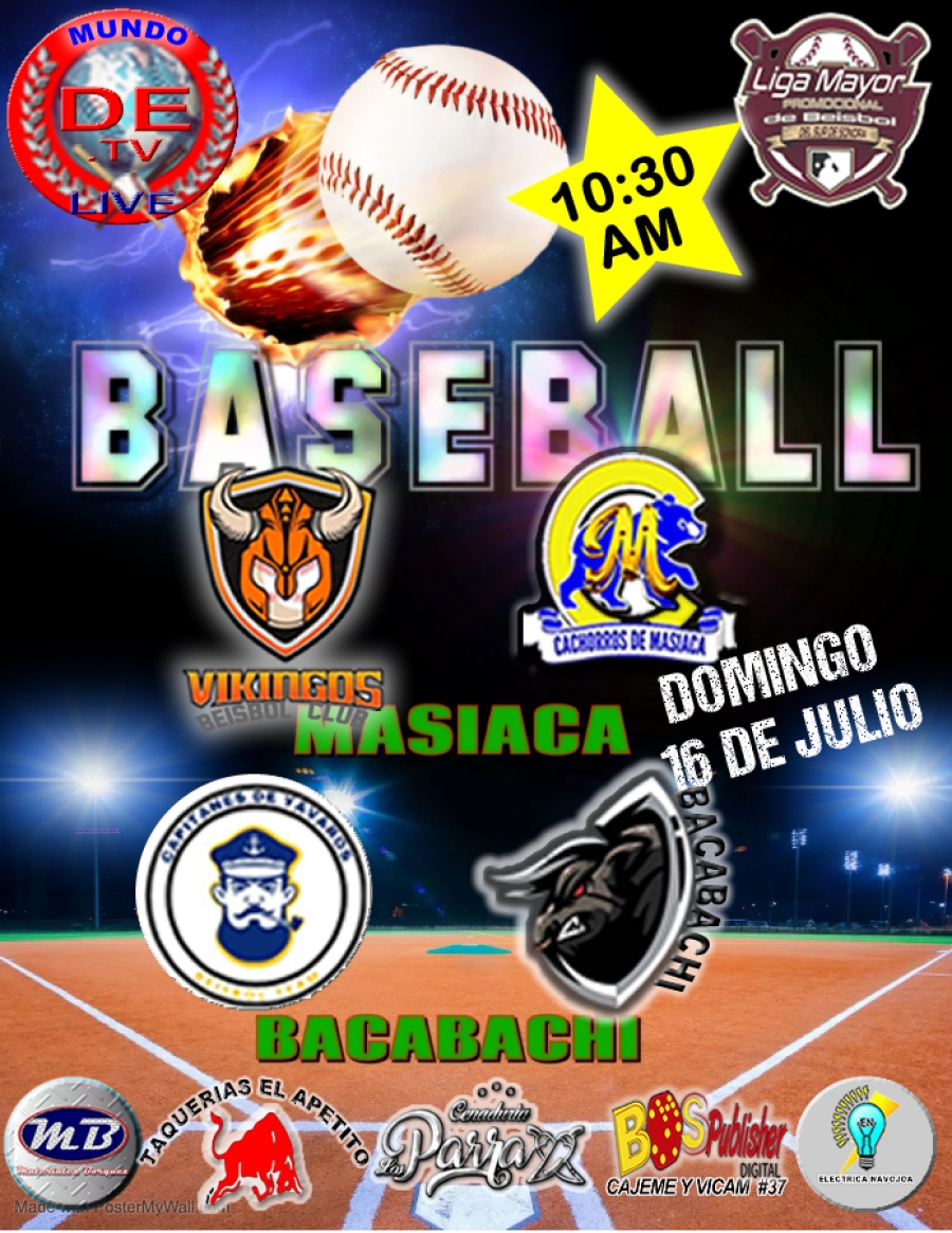 2DA JORNADA DE LA SEGUNDA VUELTA EN LA LIGA MAYOR PROMOCIONAL DE BEISBOL DEL SUR DE SONORA